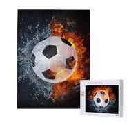 Soccer Ball On Fire Water,500 Pieces Wooden Jigsaw Family Game Jigsaw Puzzles for Adults Teens
