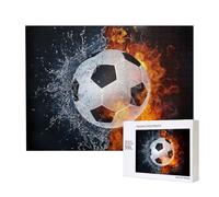 Soccer Ball On Fire Water,500 Pieces Wooden Jigsaw Family Game Jigsaw Puzzles for Adults Teens Home Decor