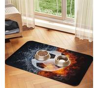 Soccer Ball On Fire Water,Waterproof Pet Feeding Mat,PU Leather Placemats for Cat Dog Water Bowl,Food Mats,30x45cm