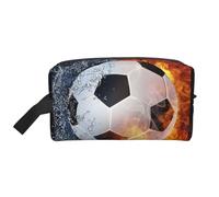 Soccer Ball On Fire WaterLarge Capacity Cosmetic Organizer，Travel Makeup Bag for Women