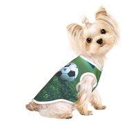 Soccer Ball On Grassy Print Comfortable Pet Vest, Sleeveless Breathable Top, for Small Puppy Kitten Daily Wear