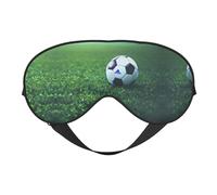 Soccer Ball On Grassy Print Sleep Eye Mask with Adjustable Strap Soft for Airplane Travel Relax Yoga Nap Meditation