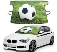 Soccer Ball On Grassy Printed Car Windshield Cover for Ice and Snow, Durable Windshield Snow Cover, Sun Protection, Universal Fit 69x42.5''