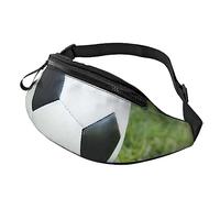 Soccer Ball On Grassy Sport Waist Bag Travel Bumbags with Zipper and Earphone Hole, Running Fanny Pack Waist Pack with Adjustable Belt for Men Women