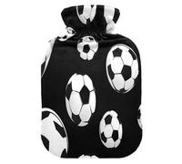 Soccer Ball Pattern Hot Cold Water Bottle with Fleece Cover PVC Hot Water Bag 2 Liter