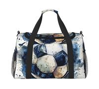 Soccer Ball Print Foldable Carry On Tote Large Capacity Hand Carry Bag for Airplane Weekend Getaways