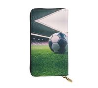 Soccer Ball Print Leather Long Clutch Wallet â€“ Fashionable Personalized Wallet, Multiple Card Slots, Gift Ready, Black, One Size