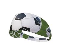 Soccer Ball Print Non-Slip Elastic Running Headband, Sweat Absorbing Stretchy Hair Bands For Gym Yoga, Soft Skin-Friendly Foldable Workout Headband