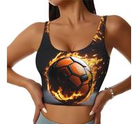 Soccer Ball Print Women's Sports Vest, Casual Summer Athletic Top, U-Back Design, Good for Fitness Black