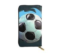Soccer Ball Printed Leather Wallet with 12 Card Holder and 333 Money Clip, Long Clutch for Men Women