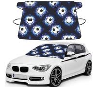 Soccer Ball Printed Windproof Windshield Cover, Elastic Strap Ice Protector, All Season Automotive Accessory