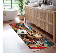 Soccer Ball Runner Rug, Playful Contemporary Otter Colorful Splashes None Red Non-Slip Indoor Rectangle Carpet Non Shedding for Kitchen Entryway Bathroom Doorway Decor 2x6 Ft