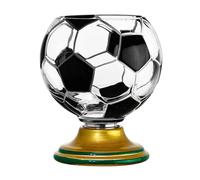 Soccer Ball Shaped Rotating Drinking Glass Cup, 10oz Soccer Trophy Beer Glass with Gold Base, Sports Theme Glasses for Beverages, Novelty Drinking Glasses for Juice Cocktail, Soccers Lover, Sports Fan