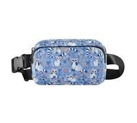 Soccer Ball Small Fanny Waist Pack with Adjustable Strap for Travel Running Hiking, Lemurs Madagascar on Blue Pattern, One Size