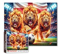 Soccer Ball Sport 1000 Pieces England Flag Puzzles for Adults Lion Jigsaw Puzzle for Challenging Family Activity Game Sports Lovers Art Jigsaw Puzzles 27×20 Inches