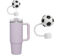 Soccer Ball Straw Caps,for Stanley Straw Cover,Cute Straw Covers Cap,Dust Proof Cup Straw Cover for Boys Compatible 30 and 40 Oz for Stanley Cups,0.4 In/10mm Sports Straw Toppers,Kitchen Accessories