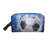 Soccer Ball Water Printed Toiletry Bag Makeup Travel Bag Large Capacity Travel Wash Bag Shaving Bag Waterproof Cosmetic Bag for Men Women