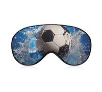 Soccer Ball Water Sleep Mask for Women Men, Soft Eye Mask with Adjustable Strap for Sleeping, Light Blocking Travel Blindfold for Nap Comfortable Eye Cover for Home Office