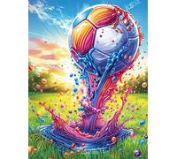 Soccer Ball with A Rainbow Splash 1000 Pieces Set Classic Jigsaw Puzzle Scenery Science Fiction Teen Fans 14-18 Yrs Logic Skill Leisure Adventure Valentines Gift Eco-friendly Recycled Cardboard 1000