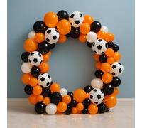 Soccer Balloons Arch Kit 45pcs Black & Orange Football Party Balloons Set with Arch for Boys Birthday Sports Theme Party Baby Shower Match Day Football Decorations