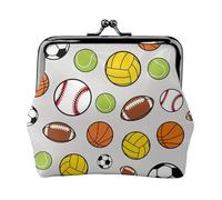 Soccer Baseball Ball, PU Leather Coin Purse, Small Wallets, Change Pouch with Kiss Lock Clasp Buckle, Change Purse