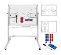 Soccer Basketball Coaching Board with Sliding Wheel Bracket, Double-Sided Dry Erase Whiteboard, Height Adjustable for Coaches