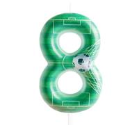 Soccer Birthday Candle Number 8 Candle Soccer Football Cake Decoration Happy Birthday Party Candle Green Soccer Ball Theme Cake Topper Decorations for Men Boy Kids Football Fan Party Decor Supplies