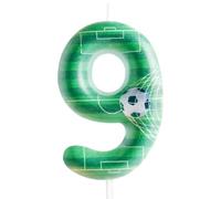 Soccer Birthday Candle Number 9 Candle Soccer Football Cake Decoration Happy Birthday Party Candle Green Soccer Ball Theme Cake Topper Decorations for Men Boy Kids Football Fan Party Decor Supplies