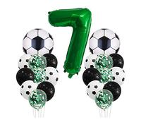 Soccer Birthday Party Decorations for Kids Boys Girls Soccer Ball Themed 7 Year Children's Birthday Decoration Number 7 Balloon, Soccer foil Balloon, Green Balloon for Soccer Themed Celebration