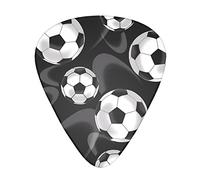Soccer Black Guitar Plectrums 12 Pieces Set :: Comfortable In The Hand With Smooth Edges Three Thicknesses To Match