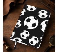 Soccer Black Print A5 Leather Journal Cover,Refillable Genuine Leather Journal Notebook Cover