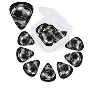 Soccer Black Print Guitar Picks 12 Pack Guitar Plectrums with Storage Box Bass Picks For Acoustic Guitar Bass Electric Ukulele Includes 0.46mm, 0.71mm, 0.96mm
