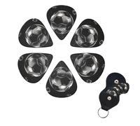 Soccer Black Print Guitar Picks 6 Pack Guitar Plectrums with Pick Holders Bass Picks For Acoustic Guitar Bass Electric Ukulele Includes 0.46mm, 0.71mm, 0.96mm