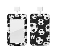 Soccer Black Print ID Card Badge Holder with Breakaway Lanyard,for Teacher Nurse Doctor Staff Office