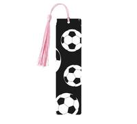Soccer Black Print Wooden Bookmark with Tassel, Exquisite Pattern Ideal Gift for Book Lovers, for Home Office Library