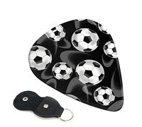 Soccer Black Set Of 6 Guitar Plectrums For Acoustic Guitar, Electric Guitar, Bass, Ukulele - Thin, Medium And Thick.