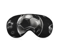Soccer Black Sleep Mask for Women Men, Soft Eye Mask with Adjustable Strap for Sleeping, Light Blocking Travel Blindfold for Nap Comfortable Eye Cover for Home Office