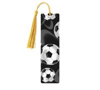 Soccer Black Wooden Bookmark Book Lovers Tassels Crafts Accessories Reading Book Club Party