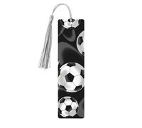 Soccer Black Wooden Bookmark Book Lovers Tassels Crafts Accessories Reading Book Club Party