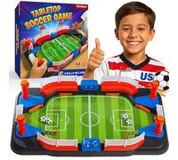 Soccer Board Game for Kids: Table Top Foosball Game for 3 4 5 6 7 8-12 Year Old Kids - Interactive Soccer Gift - Mini Football Table Game with Goal Bell, Score Counter & 6 Balls - Easy Set-up Gift
