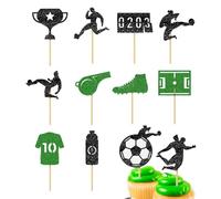 Soccer Cake Decorations - 12PCS 2D Ball Theme Cupcake, Toppers Sports Party Dessert Picks, Bright Printed Celebration Accessories | Fun Baking Decor Set For Boys Kids Fans Birthday Games Events