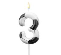 Soccer Candle, Football Birthday 3rd Number Three Candles Soccer Cake Topper Sport Theme Cake Decorations for Boys Girls Third Birthday Celebration Decor Supplies (Number 3)
