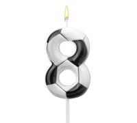 Soccer Candle, Football Birthday 8th Number Eight Candles Soccer Cake Topper Sport Theme Cake Decorations for Boys Girls Eighth Birthday Celebration Decor Supplies (Number 8)