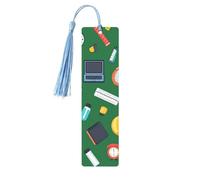 Soccer Clock Bookmark Pencil Ruler Wooden Bookmark with Tassel Book Mark for Women Men Reading Page Markers Gifts for Book Lovers