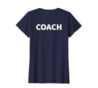 Soccer Coach Team On Back Sports Coaching T-Shirt, Women, Navy Blue, X-Large