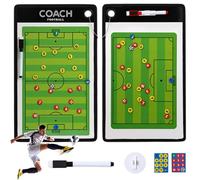Soccer Coaching Board, Dual-Sided Soccer Board with Magnetic Chess Pieces, 2 Marker Pen & Pen Holder, Portable Football Training Equipment