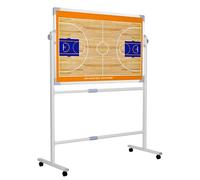 Soccer Coaching Board, Ice Hockey Dry Erase Board, Volleyball Clipboard, with Movable Stand, Double-Sided Use, The Panel Can be Flipped, for Teaching(Basketball)
