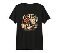 Soccer Coaching Coffee Dad, Father's Day Retro Graphic Premium T-Shirt