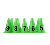 Soccer Cones, Training Cones with String Bag 10pcs 5.12x9.06in Green PE Soccer Training Cone 0 to 9 Football Barriers Marker Agility Cones for Football Training