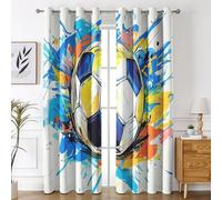 Soccer Curtains for Bedroom, Graffiti Ball Football Blackout Curtains for Living Room, 90 Drop Eyelet Window Treatments Home Decor 66 X 90 Inch (W X L), 2 Panels X&-23